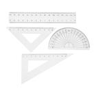 Набор чертёжный Calligrata, 4 предмета (линейка 15 см, треугольник 11 см/ 30°и 5 см/ 45°, транспортир), прозрачный - Фото 2