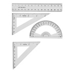 Набор чертёжный Calligrata, 4 предмета (линейка 15 см, треугольник 11 см/ 30°и 5 см/ 45°, транспортир), прозрачный - Фото 3