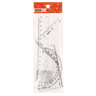 Набор чертёжный Calligrata, 4 предмета (линейка 15 см, треугольник 11 см/ 30°и 5 см/ 45°, транспортир), прозрачный - Фото 3