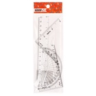 Набор чертёжный Calligrata, 4 предмета (линейка 15 см, треугольник 11 см/ 30°и 5 см/ 45°, транспортир), прозрачный 5471933