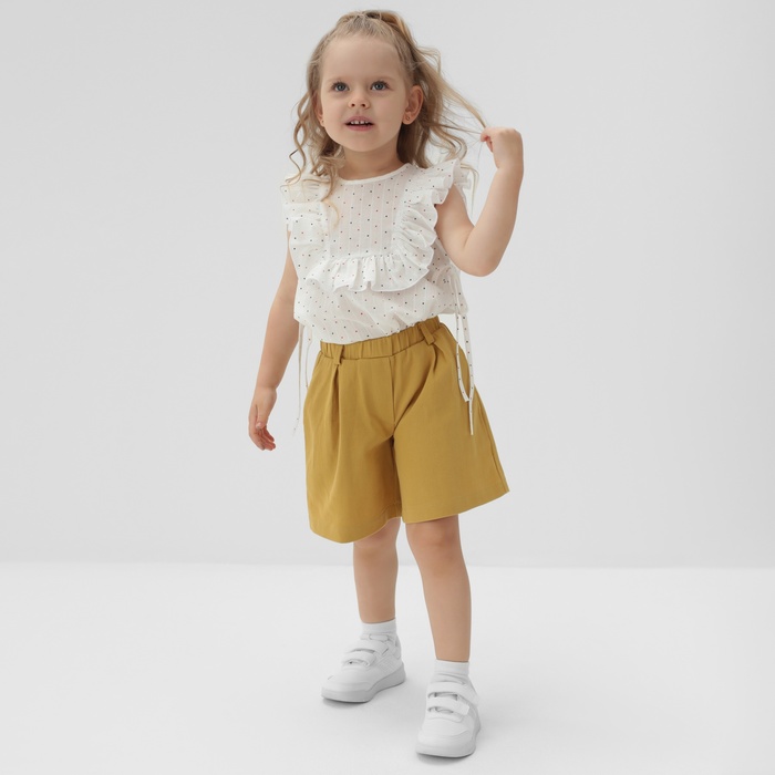 Шорты-бермуды для девочки MINAKU: Cotton collection, горчичные, рост 128 см