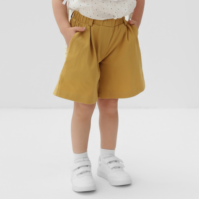 Шорты-бермуды для девочки MINAKU: Cotton collection, горчичные, рост 140 см