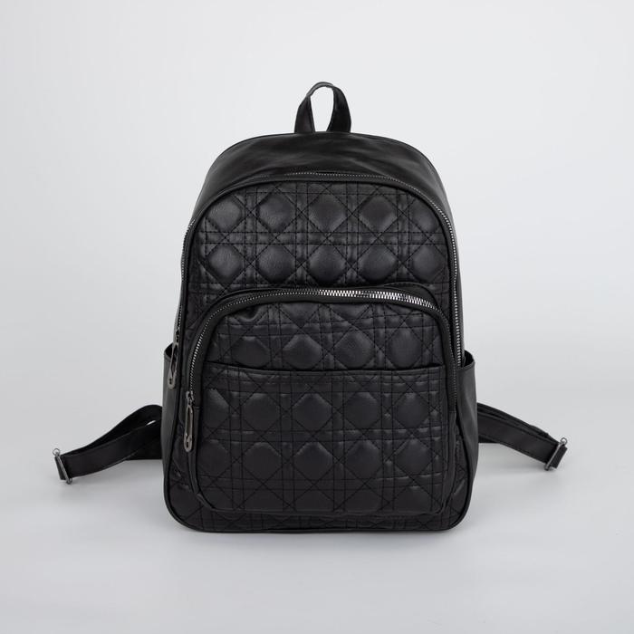 Рюкзак, отдел на молнии, 2 наружных кармана, цвет чёрный - Фото 1