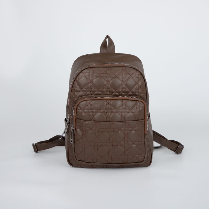 Рюкзак, отдел на молнии, 2 наружных кармана, цвет коричневый - Фото 1