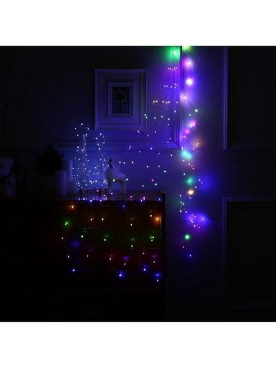 Гирлянда «Конский хвост» 10 нитей по 1.5 м, IP20, серебристая нить, 150 LED, свечение мульти, 12 В
