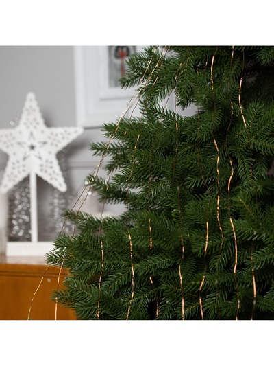 Гирлянда «Конский хвост» 10 нитей по 1.5 м, IP20, медная нить, 150 LED, свечение тёплое белое, 12 В