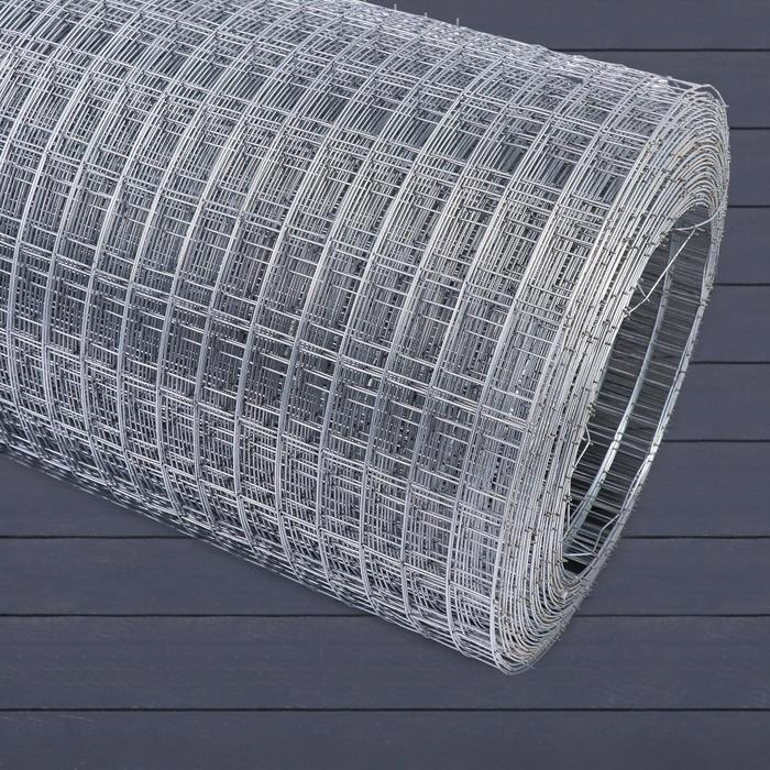 Сетка оцинкованная, сварная, 1,5 × 10 м, ячейка 25 × 50 мм, d = 1,6 мм, металл