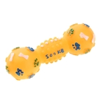 Игрушка резиновая пищащая "Гантель Лапки" для собак, оранжевая - Фото 1