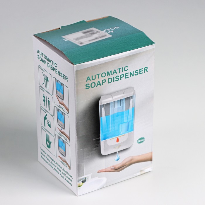 Диспенсер для антисептика/жидкого мыла, 700 мл, сенсорный, пластик, цвет белый - фото 1876243247