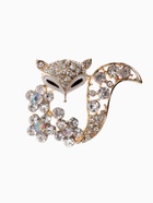 Брошь «Лиса» в цветах, цвет белый в золоте - Фото 1