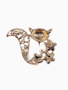 Брошь «Лиса» в цветах, цвет белый в золоте - Фото 2