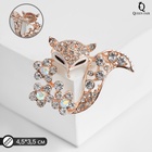 Брошь «Лиса» в цветах, цвет белый в золоте 5375012