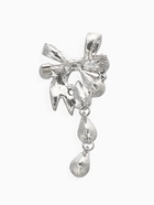 Брошь «Цветочная роса» с бантом, бело-синяя в серебре - Фото 3