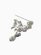 Брошь «Цветочная роса» с бантом, бело-синяя в серебре - Фото 5