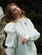 Брошь «Цветочная роса» с бантом, бело-синяя в серебре - Фото 7