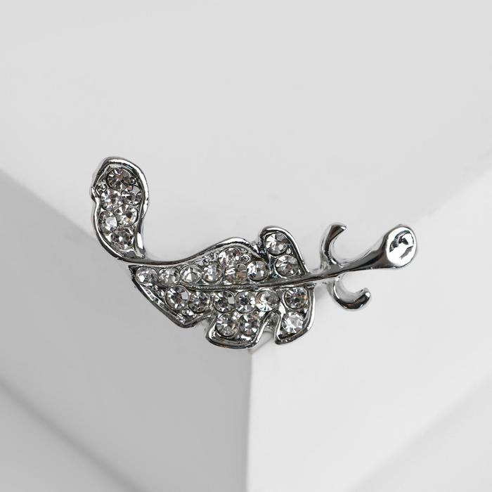 Брошь «Перо», цвет белый в серебре - Фото 1