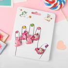 Набор детских колец «Пальчики» фламинго и единороги, 5 шт., форма МИКС, цвет розовый, безразмерные - фото 10732493