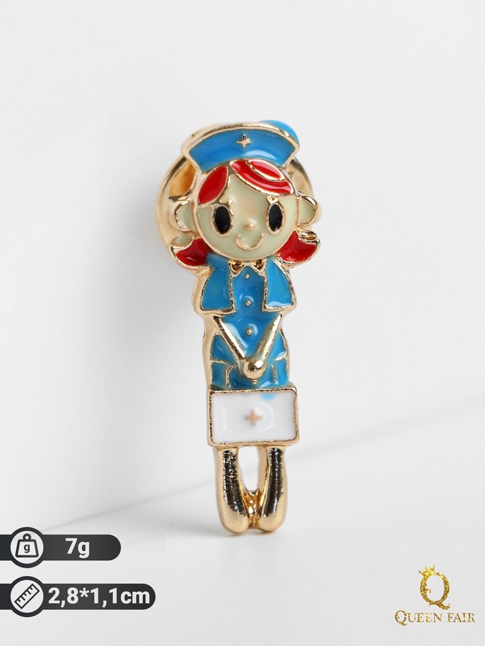 Брошь «Врач-терапевт», цветная в золоте - Фото 1