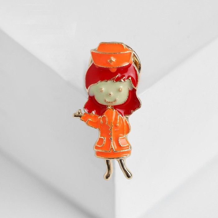 Значок "Медсестричка", цвет оранжевый в золоте - Фото 1