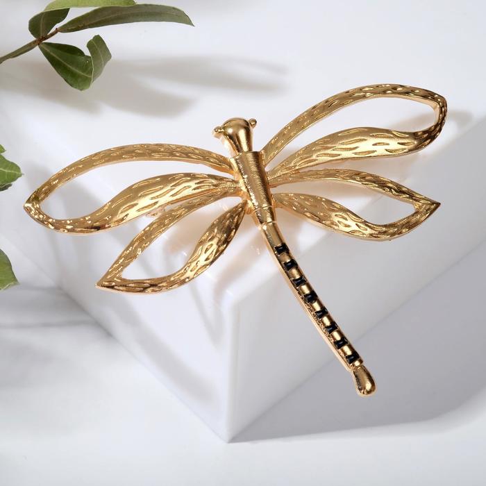 Брошь крупная «Стрекоза», цвет золото - Фото 1