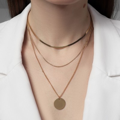 Кулон на цепочке «Цепь», классический диск, цвет золото, 50 см