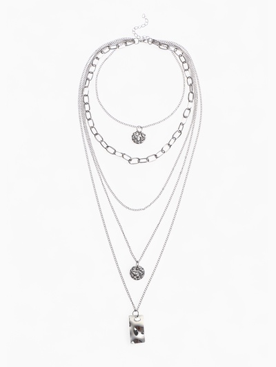 Кулон «Цепь» три подвески, цвет серебро, 70 см