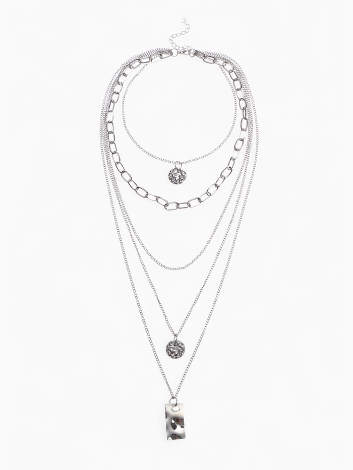 Кулон «Цепь» три подвески, цвет серебро, 70 см - Фото 1