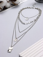 Кулон «Цепь» три подвески, цвет серебро, 70 см - Фото 2