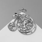 Брошь «Велосипед» ретро, белая в серебре - Фото 2