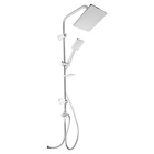 Душевая система ZEIN Z1001, тропическая и ручная лейка, шланги, стойка, мыльница, хром - Фото 8