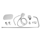 Душевая система ZEIN Z1005, тропическая и ручная лейка 3 режима, шланги, стойка, мыльница, хром - Фото 16