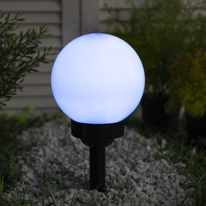 Садовый светильник на солнечной батарее «Средний шар», 15 × 38 × 15 см, 4 LED, свечение белое - Фото 1