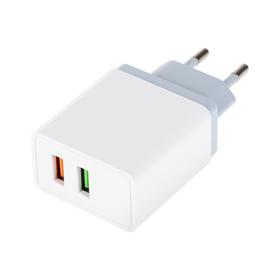 Сетевое зарядное устройство Ritmix RM-3032QC, 2 USB, 3 А, белое 6869445