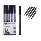 Набор ручек капиллярных ЗХК «Сонет», разные типы, 5 штук (0.1/.03./0.5/0.8/кисть), чёрный - Фото 1