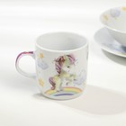 Набор детской посуды из керамики Доляна «Единорог», 3 предмета: кружка 230 мл, миска 400 мл, тарелка d=18 см, цвет белый - Фото 3