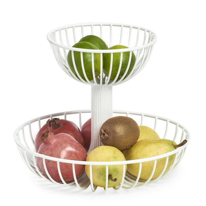 Ваза для фруктов 2-ярусная Zeller, 29×23.5 см, металл, белая - Фото 1