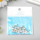 Декор металл для творчества "Яблоко с листочком" серебро 1,4х1х0,6 см (комплект 12 шт) - фото 23656446