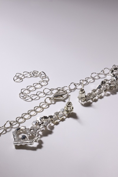 Набор 2 предмета: серьги, колье «Сияй» Лори, цвет белый в серебре, 45 см