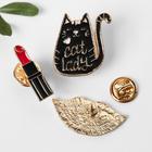 Набор значков (3шт) "Женщина-кошка", форма МИКС, цвет красно-чёрный в золоте - Фото 2
