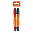 Набор ручек шариковых 4 цвета, стержень 0,7 мм, синий, красный, черный, зеленый, корпус оранжевый - фото 320189939