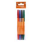 Набор ручек шариковых 4 цвета, стержень 0.7 мм, синий, красный, черный, зеленый, корпус оранжевый - Фото 1