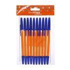 Набор ручек шариковых, 0.7 мм, 10 штук, стержень синий, оранжевый корпус - Фото 1