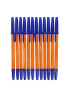 Набор шариковых ручек Calligrata, 12 штук, синий стержень, узел 0.7 мм, оранжевый корпус с синим колпачком - Фото 3