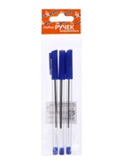 Набор шариковых ручек Calligrata, 3 штуки, синий стержень, узел 1.0 мм, прозрачный корпус с синим колпачком - Фото 1