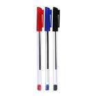 Набор ручек шариковых 3 цвета, стержень 1,0 мм, синий, красный, чёрный, корпус прозрачный - Фото 2