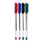 Набор ручек шариковых 4 цвета, стержень 1,0 мм синий, красный, чёрный, зелёный, корпус прозрачный - Фото 2