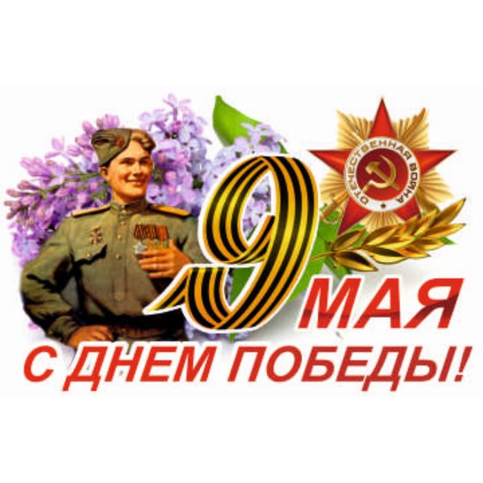 Наклейка на авто "9 Мая (Солдат) ", 375*250 мм - Фото 1