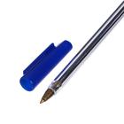 Ручка шариковая 0,7 мм, стержень синий, корпус прозрачный с синим колпачком - Фото 4
