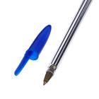 Ручка шариковая 0,7 мм, стержень синий, корпус прозрачный, колпачок синий - Фото 3