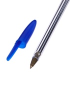 Ручка шариковая Calligrata, синий стержень, узел 0.7 мм, прозрачный корпус с синим колпачком - Фото 4